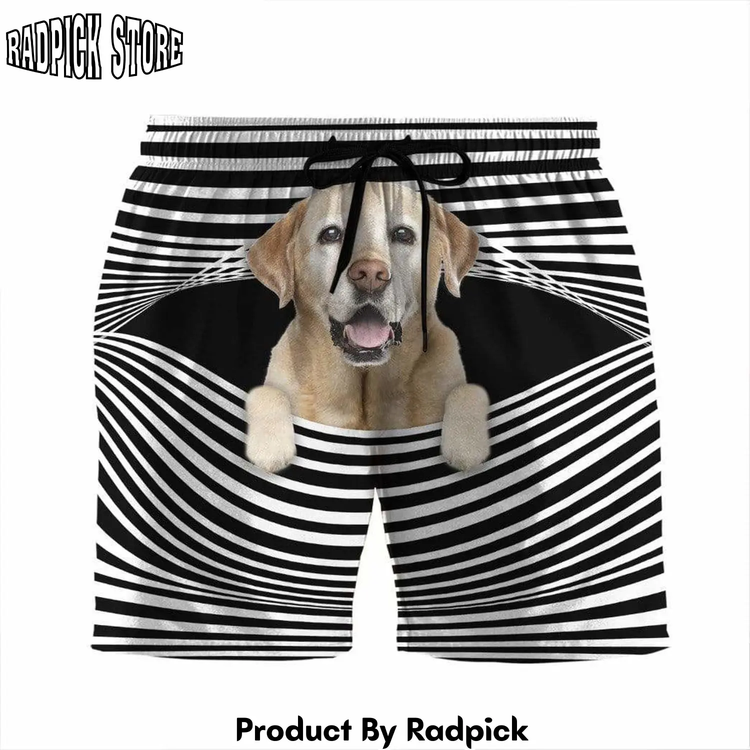 Radpick 3d labrador retriever stripes custom beach shorts swim trunks rp631397